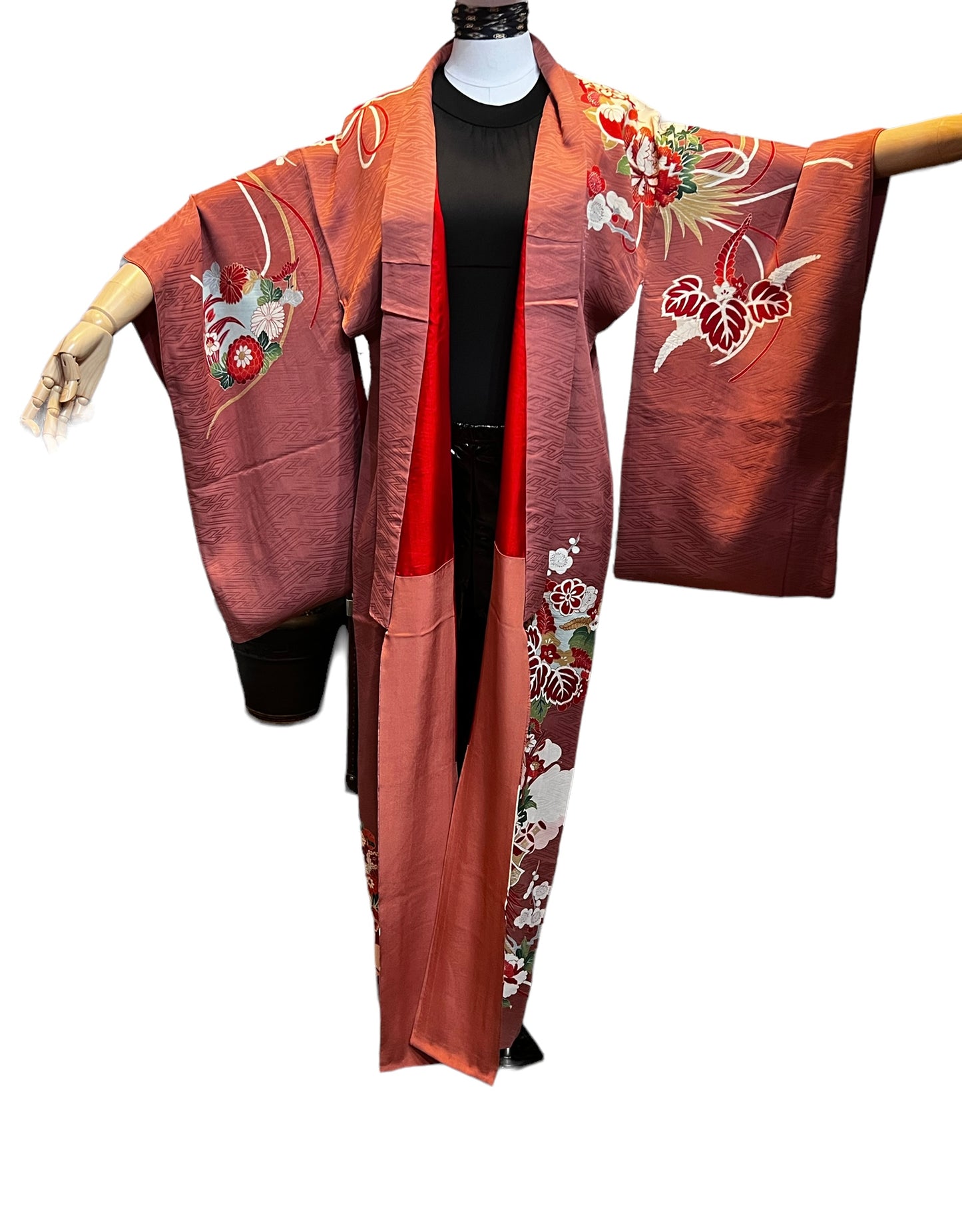 Japanese  KIMONO rinzu silk